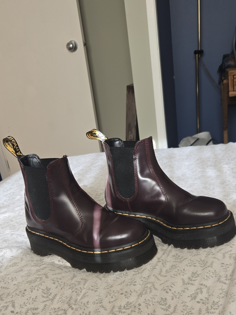 Dr. Martens Quad Chelsea Boots with Yellow Stitching